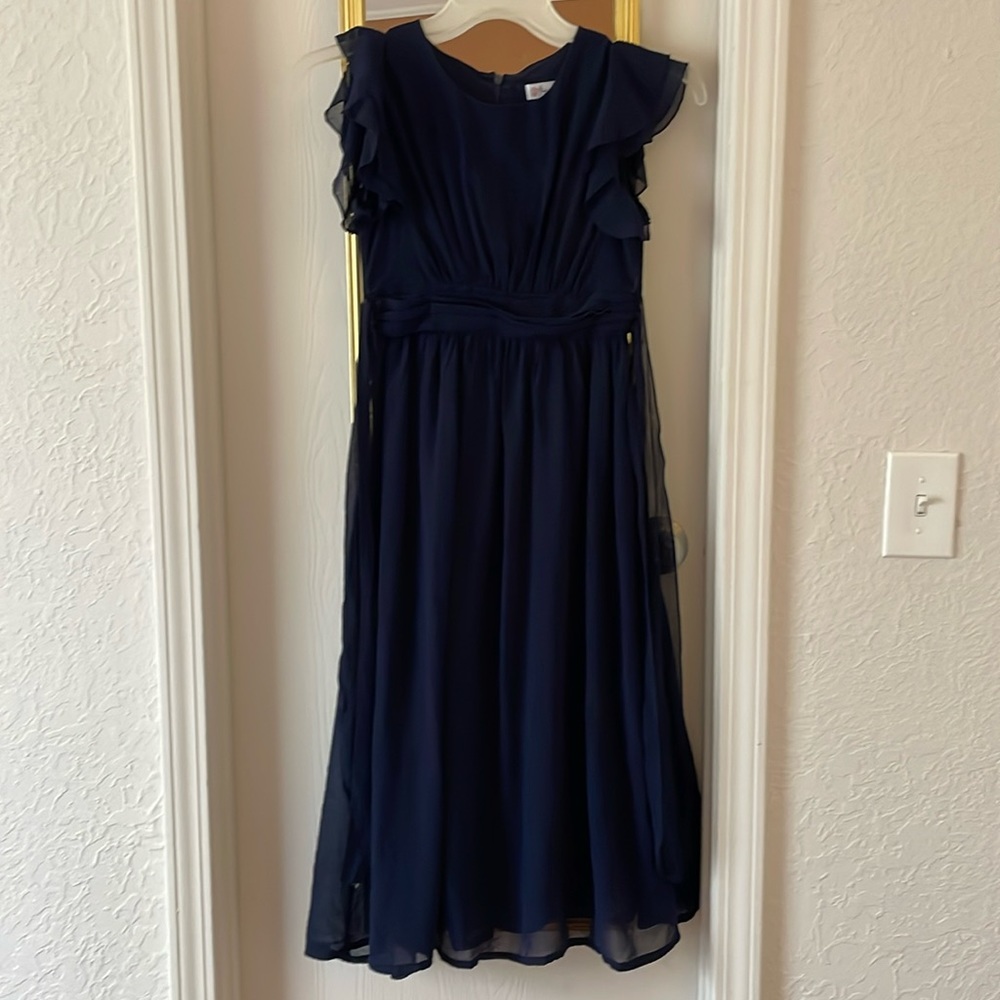 Girls chiffon navy dress